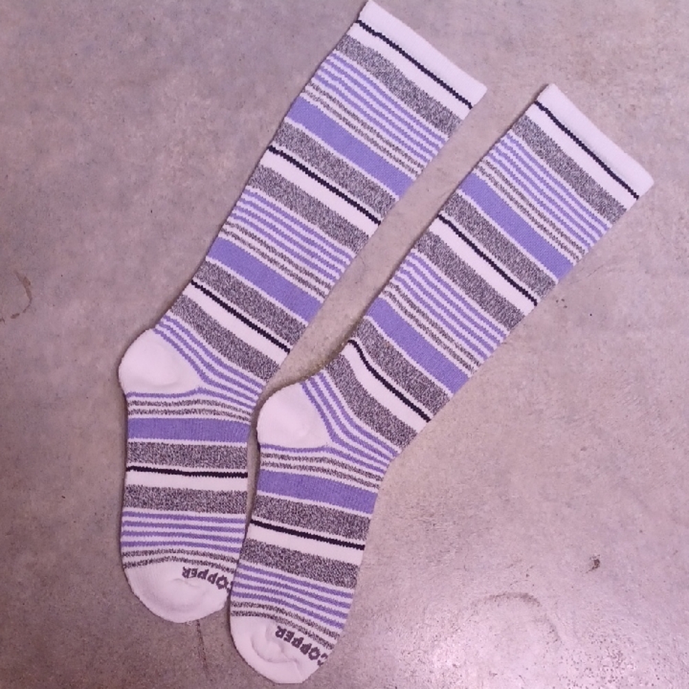 Tommie Copper Compression Women's Striped Lavender and White Socks